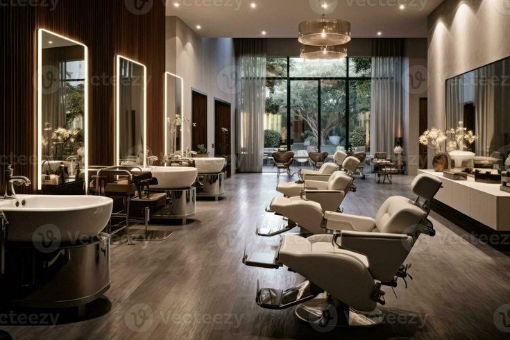 Styling stations and mirrors inside ÉLORA Beauty Studio